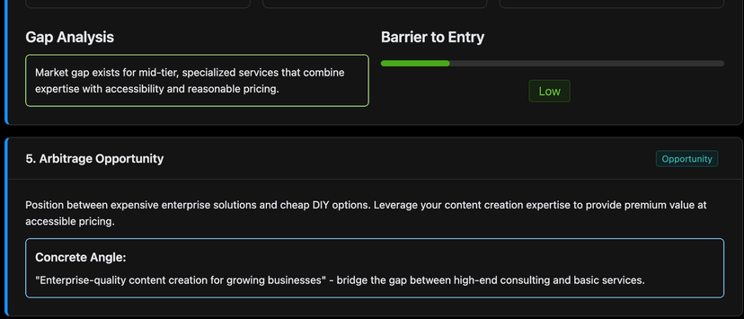 Arbitrage opportunity dashboard